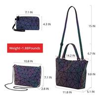 LOVEVOOK Ensemble de sacs à main de luxe de créateur, sacs à main géométriques lumineux réfléchissants, sacs à main et portefeuilles géométriques pour femmes