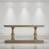 Console haut de gamme en bois massif de style antique français avec pieds balustre, table de couloir vieillie pour villa et salon