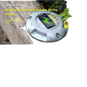 Borne lumineuse solaire LED pour route, en plastique, 12 LED, étanche IP67, allumage/extinction automatique, 6000K, petite borne lumineuse solaire pour route - Product Image 1
