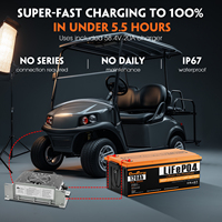 Batterie de chariot de golf LiFePO4 36V (38,4V) 120Ah avec chargeur 20A intégré, BMS Bluetooth 250A, avec chargeur 20A, moniteur tactile