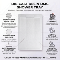 Receveurs de douche en résine 1200x800 avec drain linéaire inclus, densité qualité pierre naturelle, certifiés CE pour salles de bain