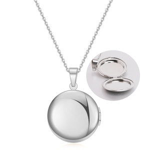 Collier médaillon rond doré 27 mm en acier inoxydable, pendentif ouvrable pour usage quotidien - Product Image 5
