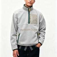 Veste polaire résistante au vent pour homme, pull en sherpa, sweat-shirt à fermeture éclair quart de tour, détails en nylon, logo personnalisé, haut de gamme pour les voyages en plein air