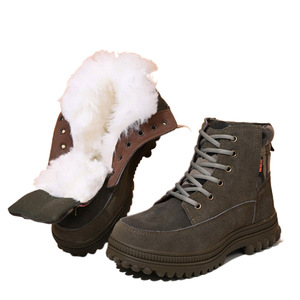 รองเท้าบูททำงานสีน้ำตาลสำหรับผู้ชาย พื้นยางกันลื่น ส้นเตี้ย รองเท้าเดินป่าเพื่อความปลอดภัย - Product Image 5