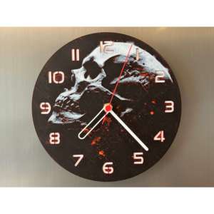 Veloria Skull Nero Rosso Orologio da Parete 3D Teschio - Product Image 1
