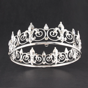 <span class=keywords><strong>Couronne</strong></span> royale pour homme, accessoire <span class=keywords><strong>de</strong></span> cheveux pour anniversaire adulte, décoration <span class=keywords><strong>de</strong></span> scène, <span class=keywords><strong>couronne</strong></span> ronde complète - Product Image 1