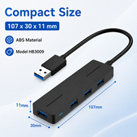Hub USB 3.0 4-en-1 HB3009, Répartiteur de Données Haute Vitesse 5 Gbit/s USB-A vers 4 Ports avec Puce GL3510 pour PC Portable et Ordinateur de Bureau