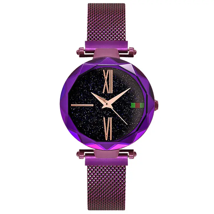Quartz Watch Magnetic Waterproof Luminous Digital Star Dial Fashion Women's Watch Diamond Metal Woven Mesh Chain Quartz Wat