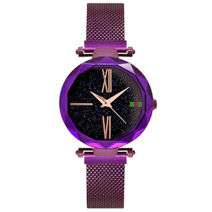 Montre à quartz, magnétique, étanche, lumineuse, cadran numérique étoilé, montre tendance pour femme, chaîne en métal tissé, montre à quartz - Product Image 1