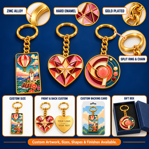 Llaveros de Viaje Personalizados con Forma de Corazón y Esmalte Duro Chapados en Oro OEM ODM - Product Image 4