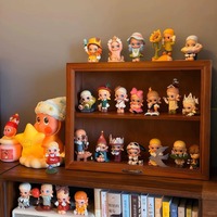 Support de Présentation Double Moderne Pop Mart Personnalisé, Boîte de Rangement Portable, Armoire en Bois Massif Anti-Poussière, Rangement Transparent pour Blind Box