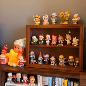 Tùy chỉnh Pop Mart hiện đại đôi hiển thị đứng cầm tay hộp lưu trữ gỗ rắn Tủ chống bụi trong suốt hộp mù lưu trữ - Product Image 4