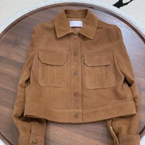 Veste en cuir courte pour femmes, design tendance, cuir véritable, daim de mouton, pour femmes - Product Image 4
