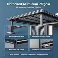 Pergola motorisée en aluminium à lames orientables avec écran latéral rétractable, imperméable, pour patio extérieur, gazebo, villa, piscine, résistance à la chaleur, 6 pieds