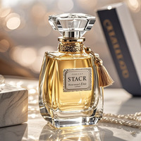 Flacon de parfum en verre carré de 50ml 100ml personnalisé rechargeable avec bouchon à vis joint compte-gouttes pour sérum diffuseur emballage de crème