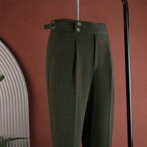 Nouveau <span class=keywords><strong>pantalon</strong></span> de ville pour homme, coupe droite, taille haute, style britannique slim, plissé, formel, pour conférence et affaires, vente en gros - Product Image 3