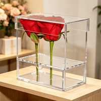 Boîte à fleurs en acrylique personnalisée pour rose éternelle, étui en acrylique pour emballage de bijoux, présentoir et rangement de roses