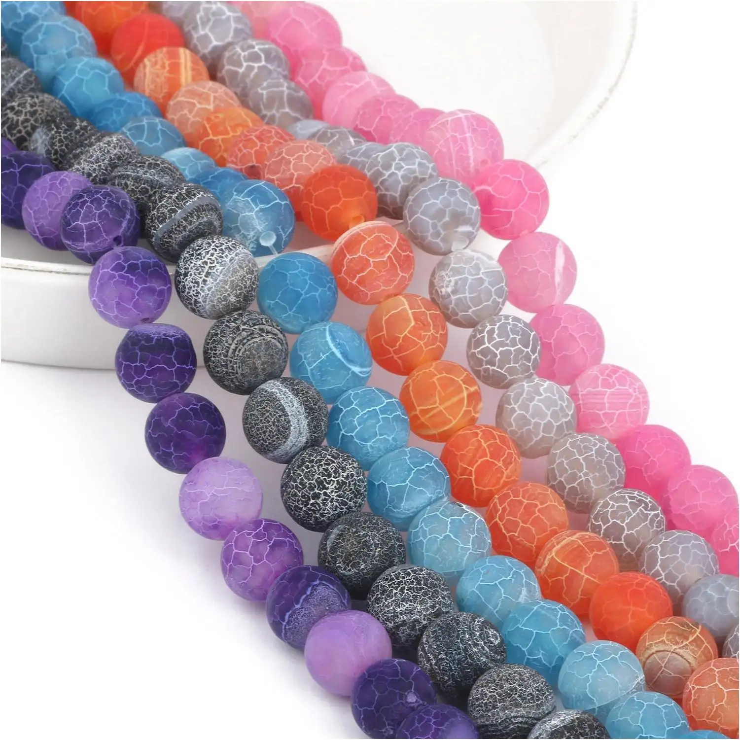 Accessori per gioielli con perline in pietra smerigliata colorata
