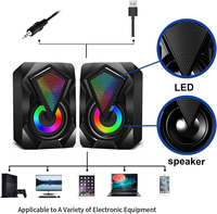 Système de son surround, haut-parleurs PC LED, lumière LED RGB, basses puissantes, haut-parleur d'ordinateur de bureau filaire USB