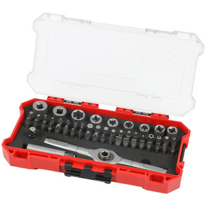 52 Piece Socket Bit Set 1/4 In Chrome Vanadium Steel With Ratchet Wrench And Screwdriver Bits For Auto Repair Tool Case - Product Image 2