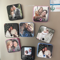 Aimant de réfrigérateur musical personnalisé avec photo, joue des chansons personnalisées, boîte à musique lumineuse réglable, lecteur audio, cadeau