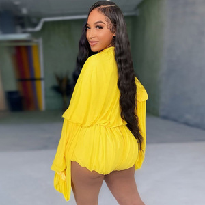 Tuta Plissettata da Donna in 4 Colori, Romper Corto con Maniche a Lanterna, Abbigliamento Taglie Forti dalla <span class=keywords><strong>S</strong></span> alla 2XL - Product Image 6