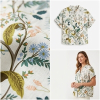 Tissu Popeline Numérique 100% Coton Peigné, Nouveau Motif Floral Biologique, Tissage Uni pour Robes, Chemises, Sacs - Utilisation Textile de Maison