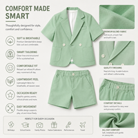 Ensemble de costume 3 pièces pour garçons, blazer à manches courtes, short, tenue de fête de mariage, étiquette privée OEM personnalisée