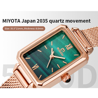 Montre-bracelet carrée à quartz avec cadran vert en gros, montre personnalisée avec logo, montres pour femmes, Relojes