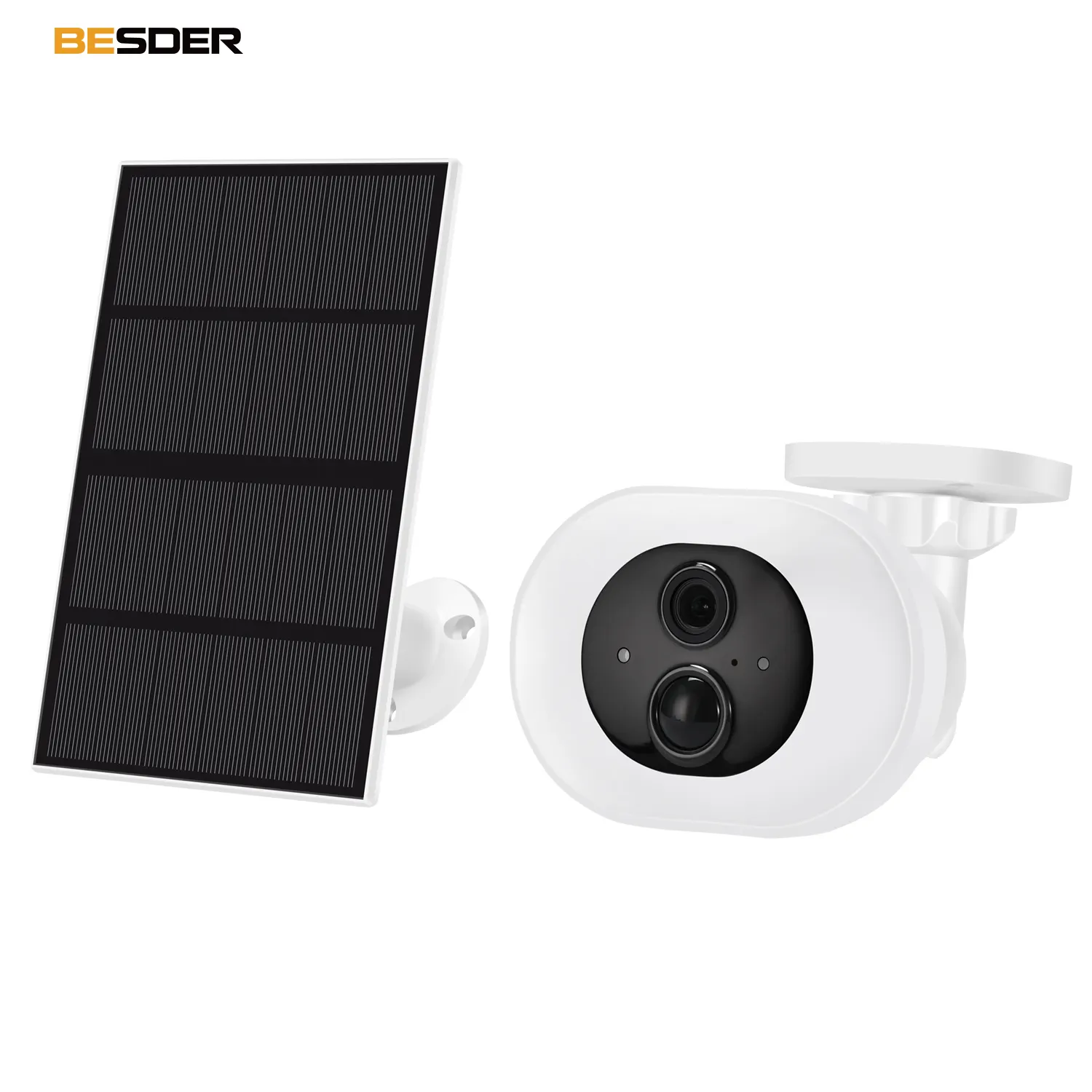 BESDER Câmera de Segurança CCTV de energia solar 4MP AI Detecção humana Câmera de Vigilância Wi-Fi sem fio interna e externa à prova d'água