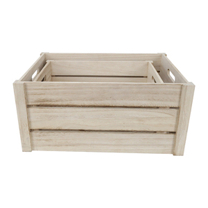 Paquet de 2 caisses en bois, caisse en bois rustique faite à la main avec poignées, grandes caisses en bois durables pour l'affichage et la décoration - Product Image 3