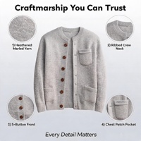 Cardigan en tricot personnalisé pour homme OEM ODM gris clair à boutons avec poches plaquées, faible MOQ, vente en gros