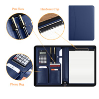 Padfolio Bag Pu cuero ejecutivo con cremallera titular de cuero documentos organizador cartera carpeta