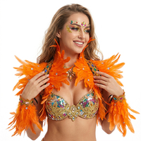 Ensemble d'épaulettes et de manchettes élégants ornés de perles et de plumes pour la scène de carnaval de Samba et les tenues de soirée