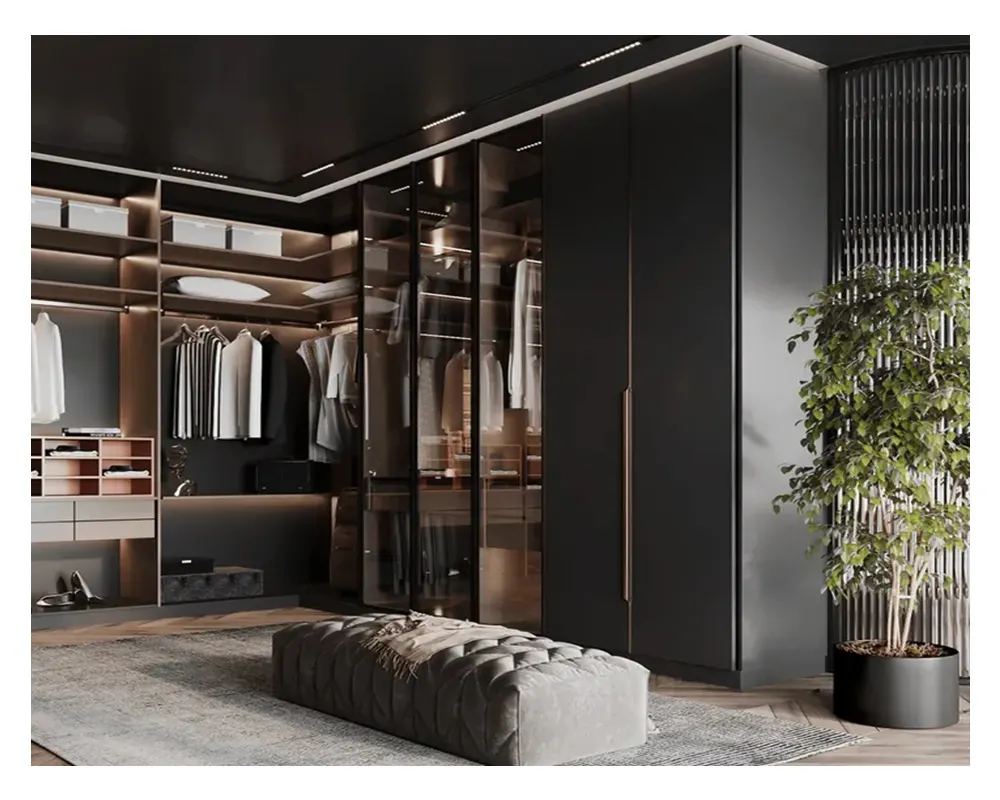 Fabrika doğrudan satış lüks stil modüler tasarım sürgülü kapı yatak odası mobilyası dolap