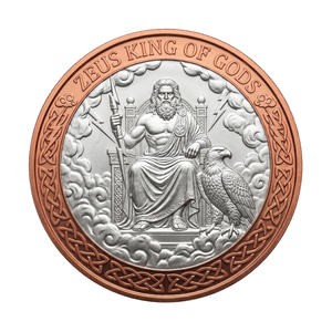 Moneda de desafío de cobre fino .999 de 1 oz con temática de <span class=keywords><strong>Zeus</strong></span> Rey y animales, aspecto bimetálico, símbolo de protección UV Medusa, arte de <span class=keywords><strong>rayo</strong></span>, modelo de regalo - Product Image 1