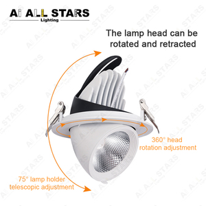 New LED Gimbal Đèn Downlight 10 Wát 15 Wát 24 Wát 30 Wát COB Lõm Điều Chỉnh Xuống Ánh Sáng 360 Xoay Eecessed LED Downlight - Product Image 3