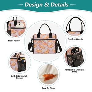 Bolsa de Almuerzo de Poliéster Rosa Hawaiano con Impresión Personalizada de Gran Capacidad, Cómoda de Llevar y Reutilizable - Product Image 3