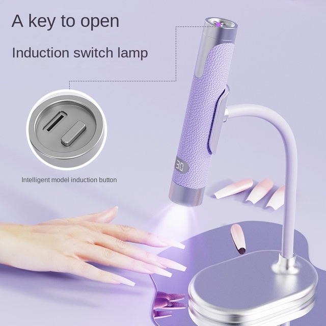 Luxury Pu Portable Handheld Gel Nail Lamp Strong Power 800MAH Storage Wholesale Battery Ai Sensor Uv Led Nail Lamp With Holder