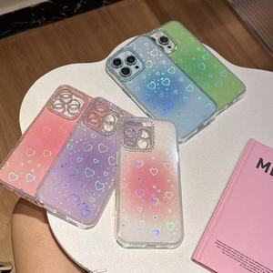 Custodia per telefono con Glitter alla rinfusa, <span class=keywords><strong>arcobaleno</strong></span> con cuore trasparente, <span class=keywords><strong>Cover</strong></span> per fotocamera con strass, anello per IPhone/Samsung - Product Image 1