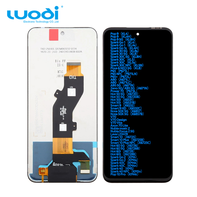 Mobile Phone LCDs for Tecno Spark Go 1 2 Smart9 Pop9 10Pro Spark 30 30C 10C 40C P65 POVA6 A80 Hot50 60 60i Smart9 10 Note50X V70