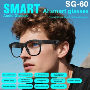 แว่นตาอัจฉริยะ SG60 พร้อมระบบแปลภาษา AI และผู้ช่วยอัจฉริยะ รองรับการโทรแบบ HD ผ่านบลูทูธ เลนส์เปลี่ยนได้ ชาร์จผ่านพอร์ต Type-C หูฟังแบบสวมใส่ได้ - Product Image 4