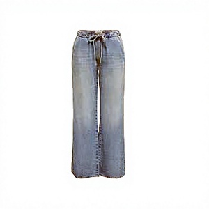 Pantalones Casuales Unisex de Mezclilla de Alta Calidad, Corte Holgado, Doble Bolsillo, Cintura Media, Largos, para Invierno, para Mujer - Product Image 1