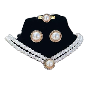 Collar de Gargantilla Vintage con Cadena de Eslabones Geométricos, Imitación de <span class=keywords><strong>Perlas</strong></span>, Aleación de Zinc, Joyería de Moda, Multicapa con Cuentas para Mujer - Product Image 1