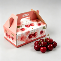 Boîte d'emballage de luxe pour cerises du Chili avec poignée, boîte cadeau en carton ondulé imperméable pour fruits, vente en gros de boîtes en papier avec poignée