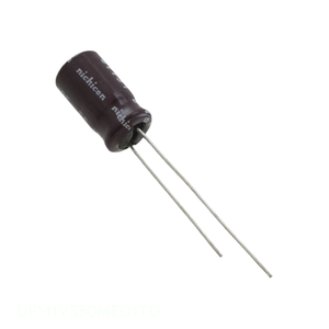 Condensador de Canal de Fabricante 33uF de Orificio Pasante, Aluminio, 33uF 20% 35V, Radial TH UPM1V330MED1TD - Product Image 1