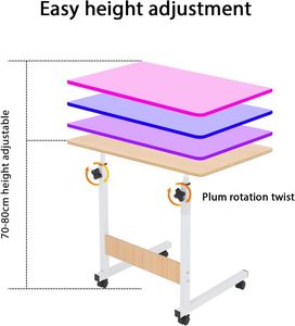 Chiều Cao Có Thể Điều Chỉnh Ánh Sáng Gỗ Máy Tính Xách Tay Bảng Di Động Máy Trạm Cán Bánh Lăn Overbed Đa-Mục Đích Khung Kim Loại Bàn Máy Tính - Product Image 4