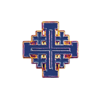 Broche en alliage émaillé Croix de Jérusalem, épinglette religieuse chrétienne, badge de costume d'église, décoration pour vêtements et sacs à dos, bijou cadeau