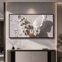 Impression sur toile avec cadre en bois contemporain, motif animalier blanc texturé, pour décoration murale de salon, chambre et maison