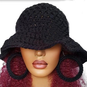 Nouveau Chapeau d'hiver en crochet fait main, style bob évasé <span class=keywords><strong>de</strong></span> <span class=keywords><strong>pêcheur</strong></span>, en polyester, bicolore, chaud, tendance et original, pour le commerce transfrontalier - Product Image 5